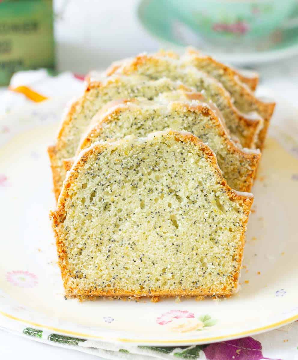 sliced Lemon Poppy Seed Bread on a platter.