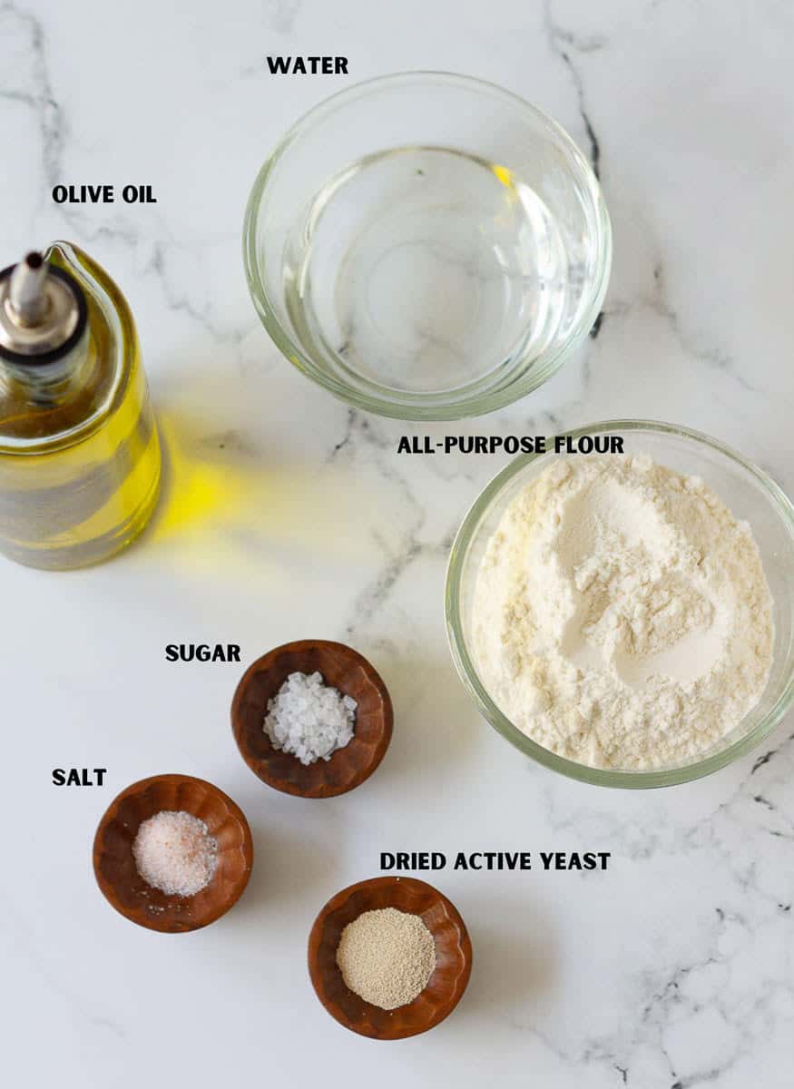 mini no-knead focaccia ingredients