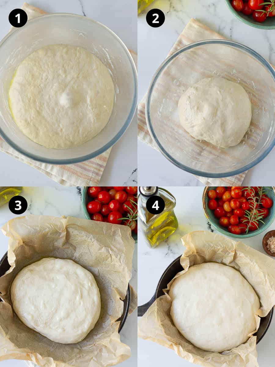 1st and 2nd proof for mini focaccia dough