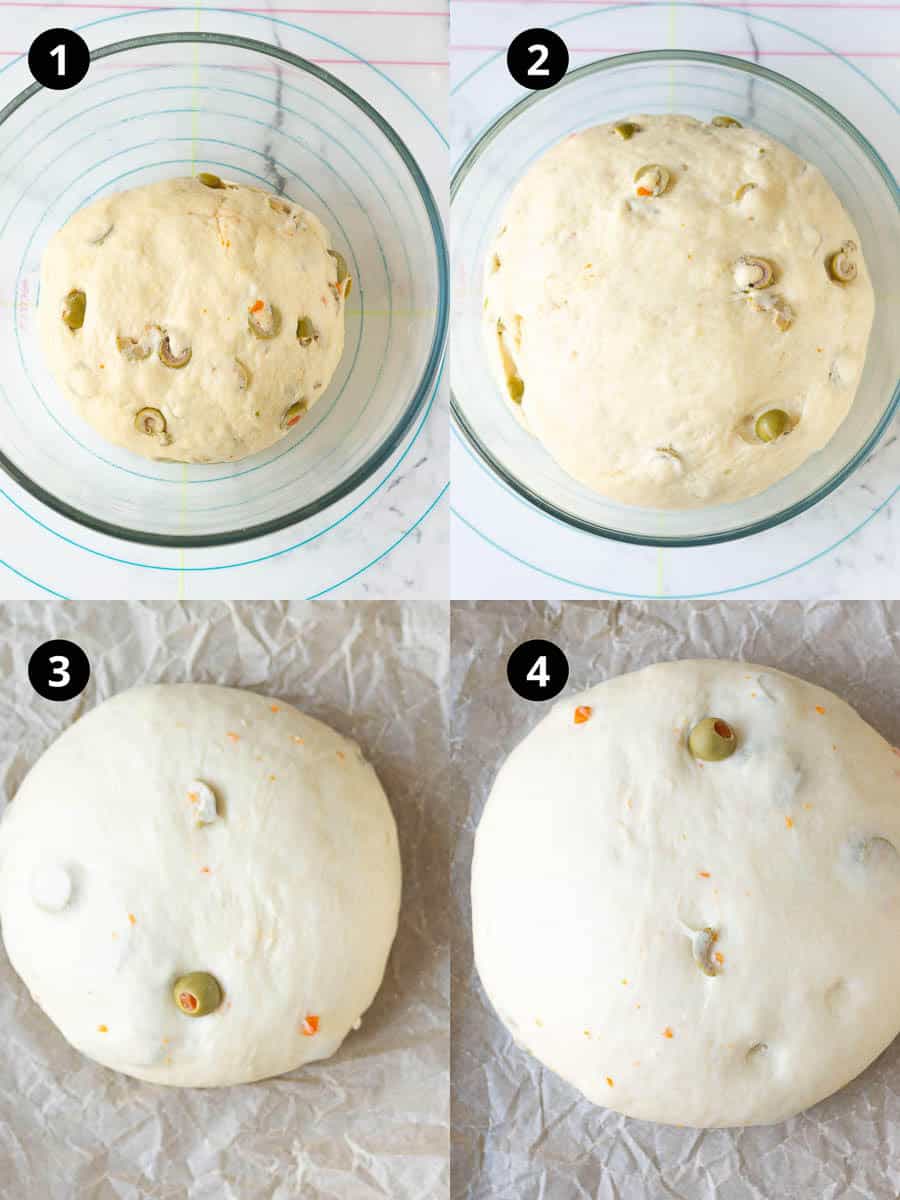 1st and 2nd proofing for olive bread