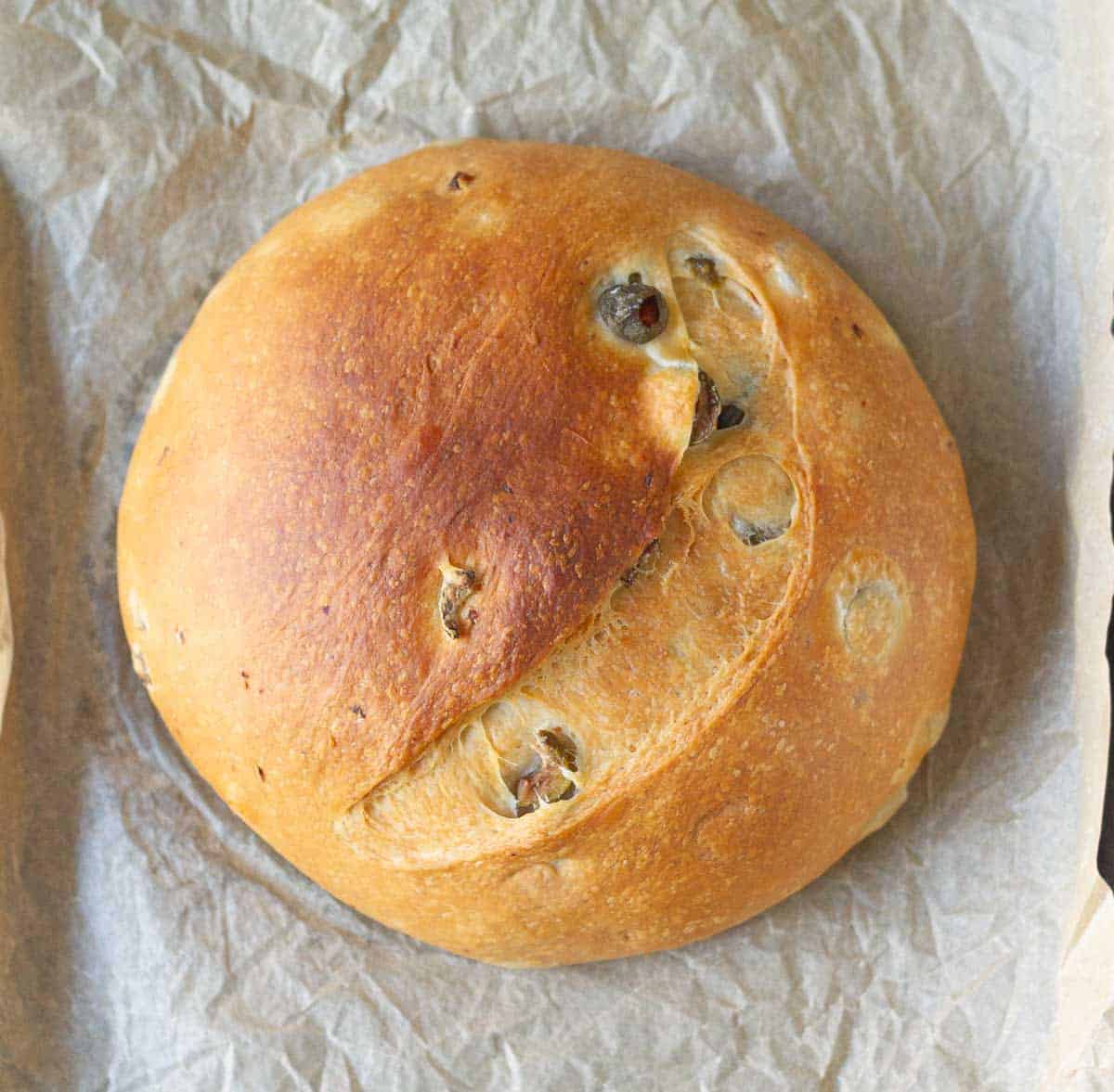 Baked olive bread