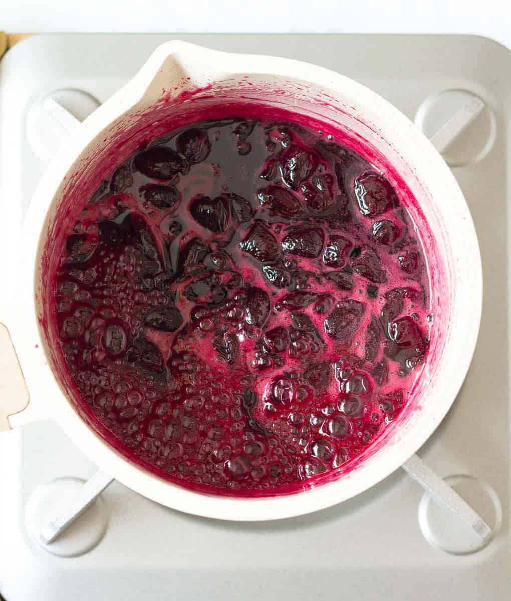 cherry jam on the stove