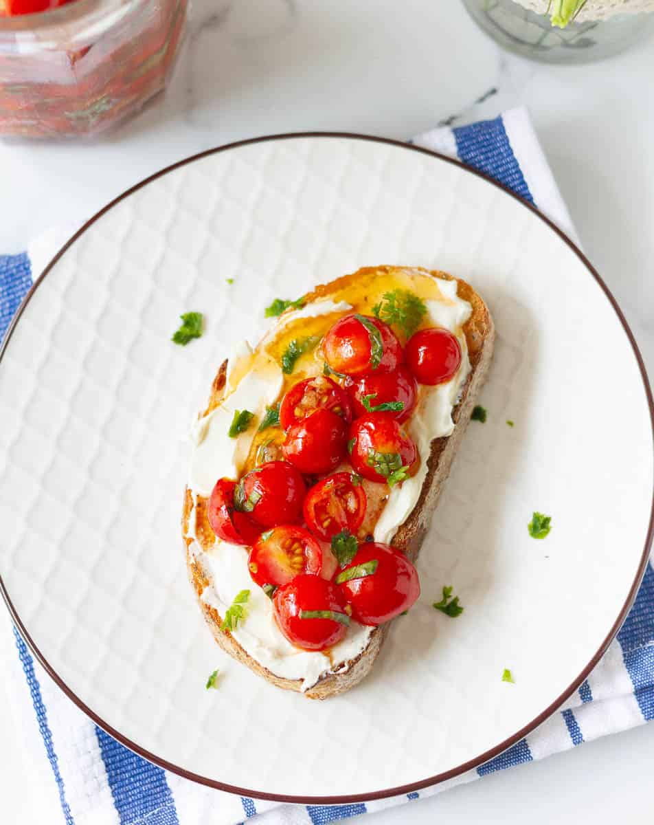 marinated tomatoes on toast