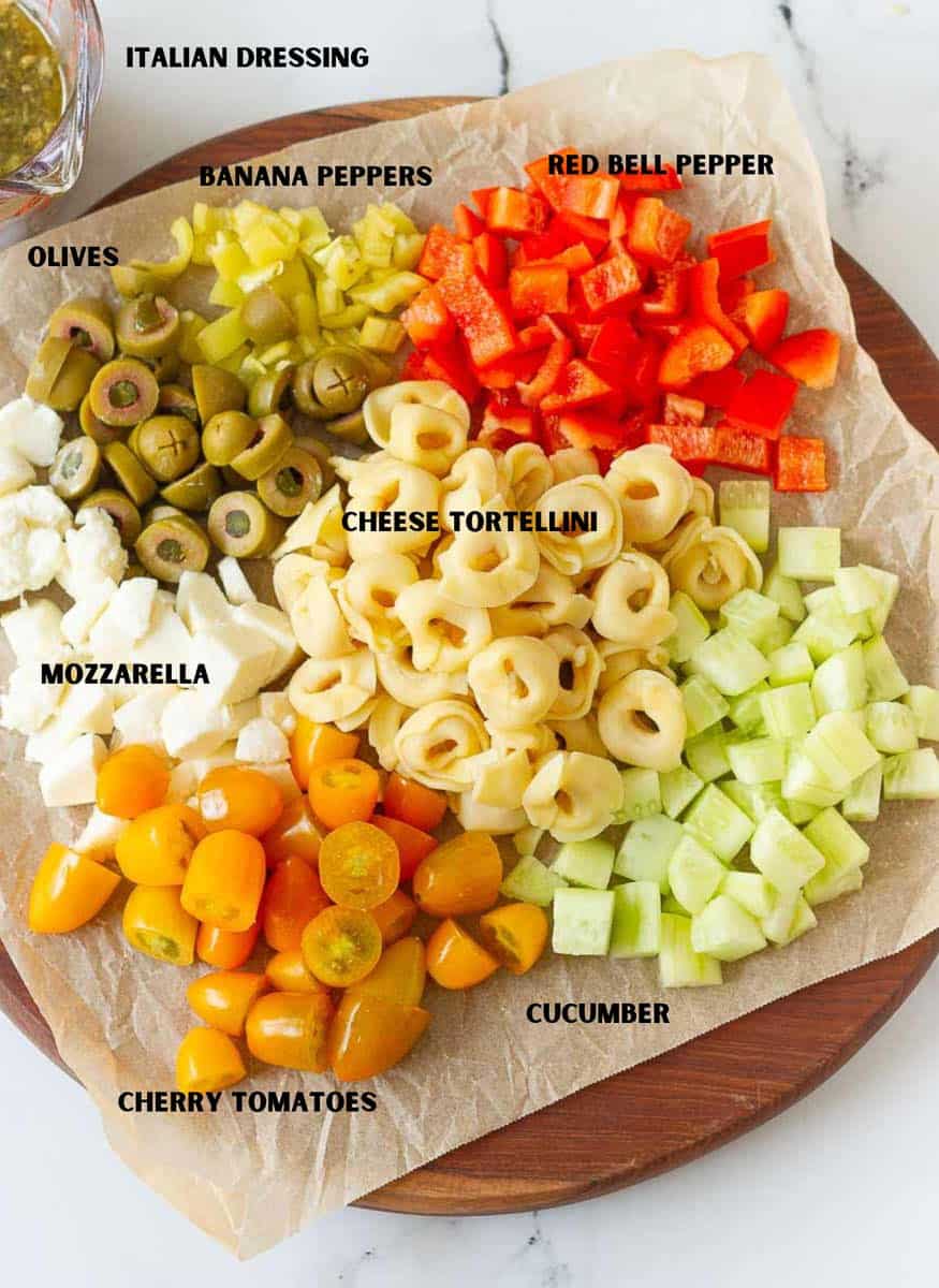 Ingredients for Italian Tortellini Pasta Salad