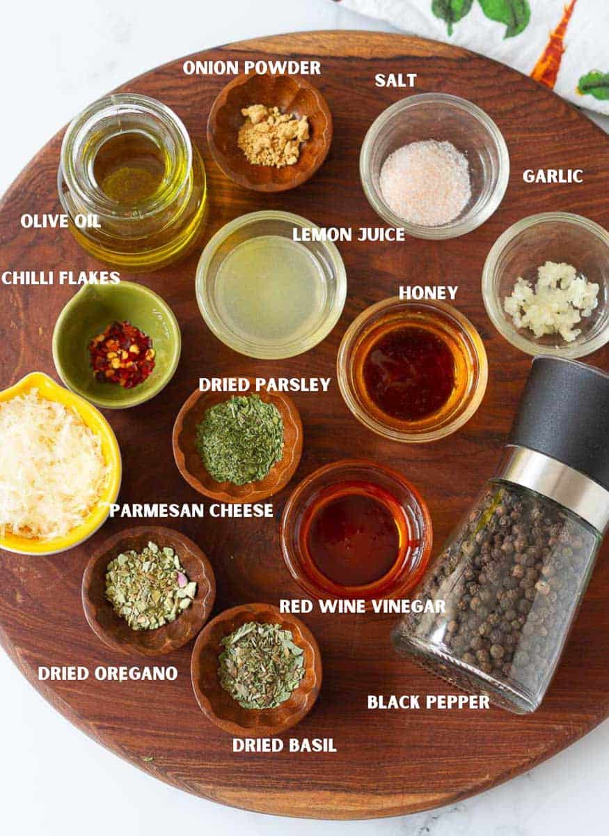 dressing Ingredients for italian salad