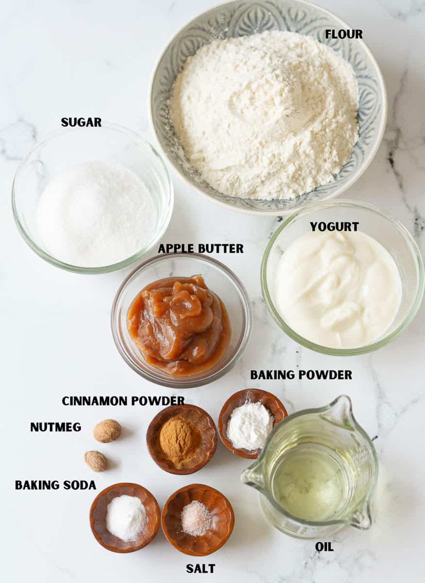 Ingredients for making Apple Butter Bread.