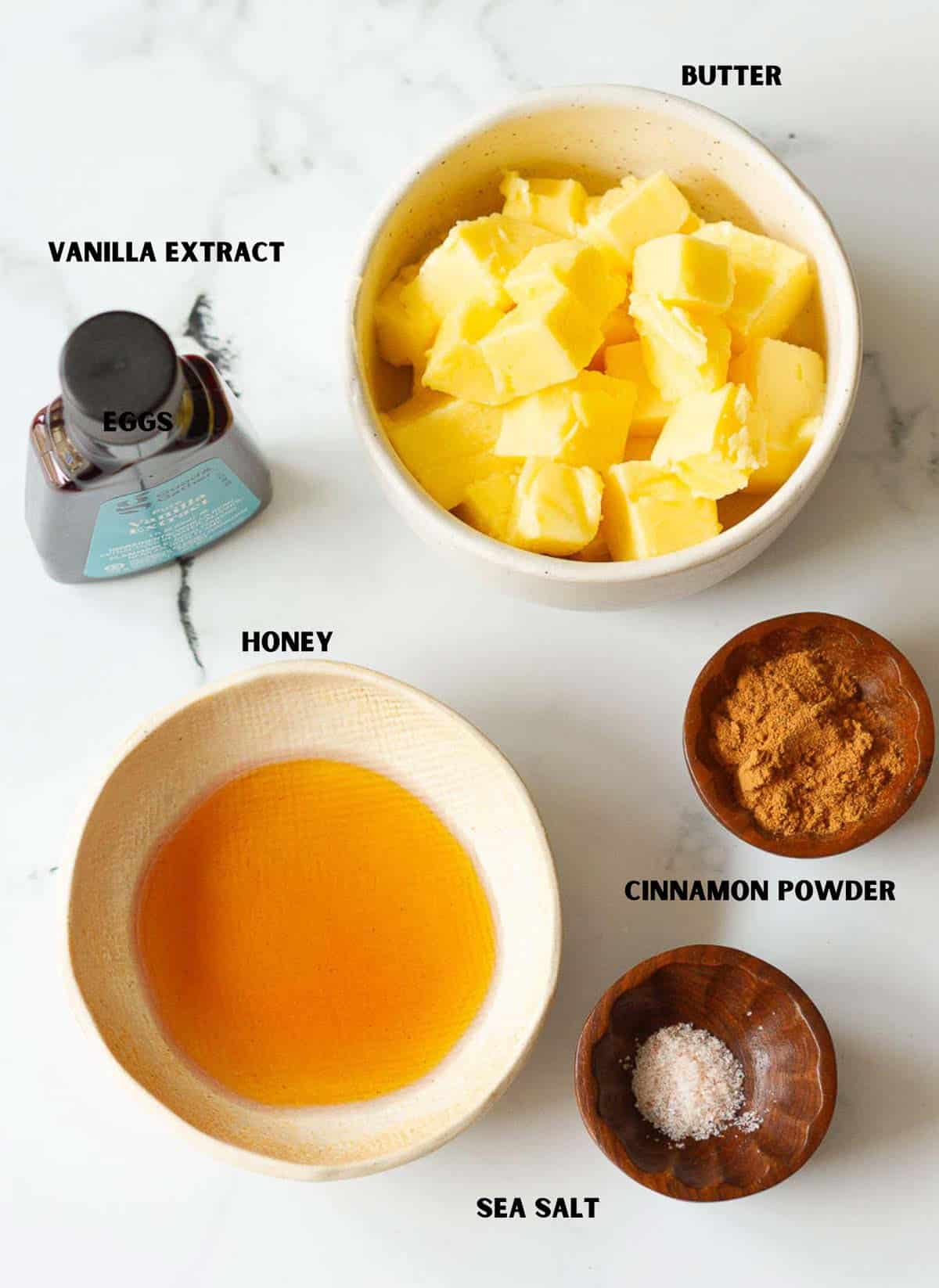 Ingredients for making cinnamon honey butter.