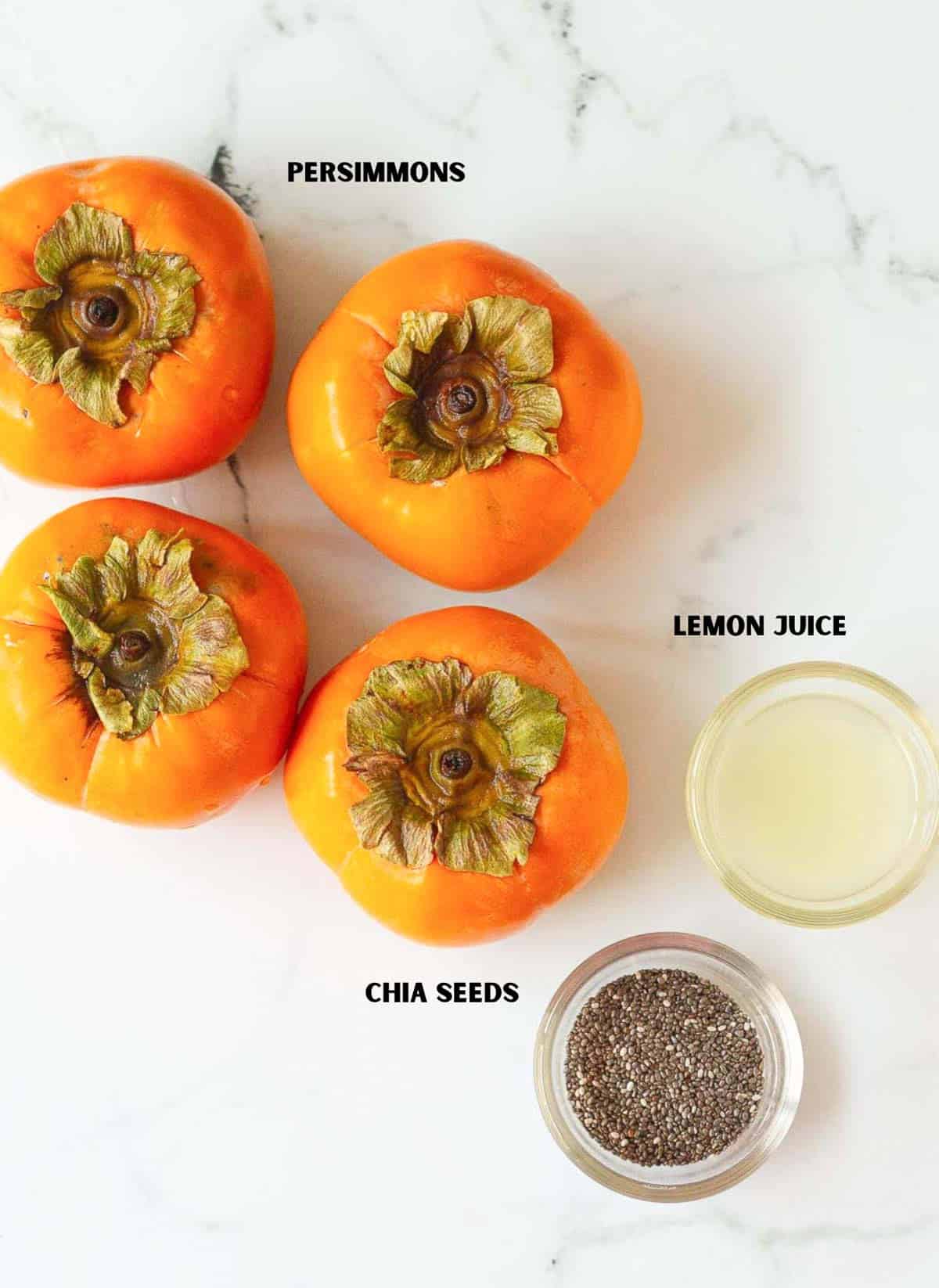 ingredients for persimmon jam recipe.