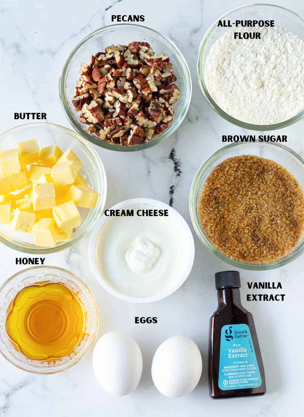 ingredients for making pecan tassies.