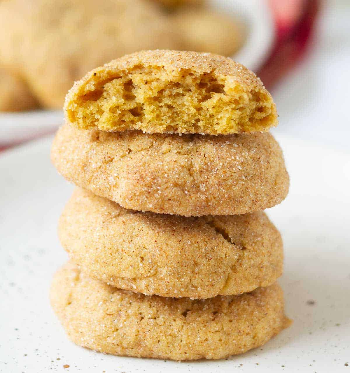 Half a cookie stacked on top of 3 cookies.