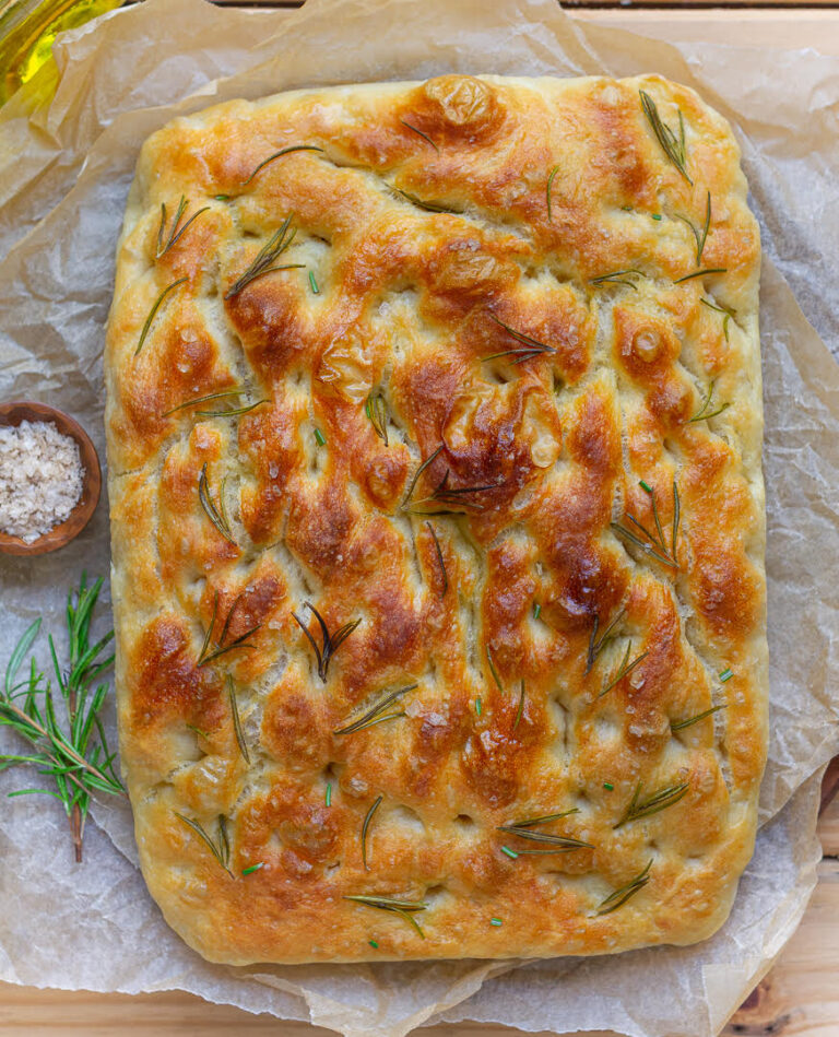 Fresh-baked no-knead focaccia